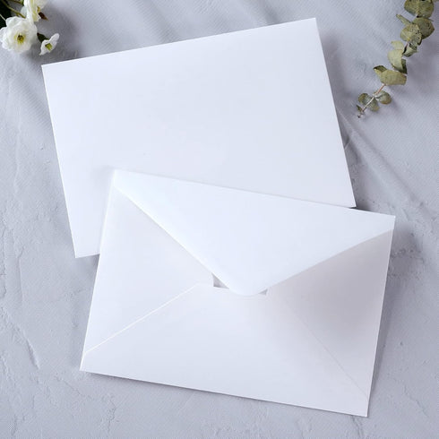 PONATIA 50 PCS/Pack White A7 Envelopes, 5.25 x 7.5'', Perfect for 5 x 7'' Wedding Invitation Cards, Christmas Gift Cards