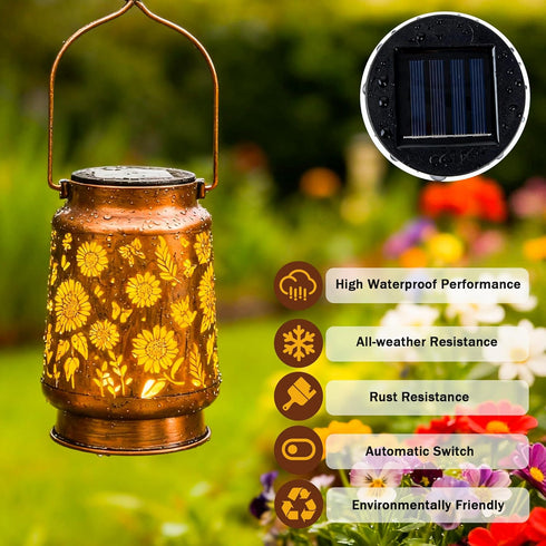1PCS ANYTALK Sunflower Solar Lantern Lights, Outdoor Lanterns Garden Decor, Hanging Solar Lantern for Backyard Porch