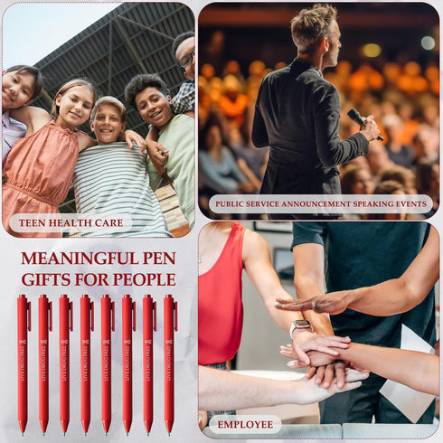 Cholemy 150 Pcs Red Ribbon Week Pen, Black Ink Retractable Ballpoint Pens for Red Ribbon Awareness Supplies, Charity