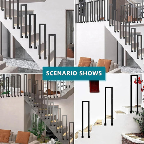 PAUANI Poles(U,35cm) Metal Wall Mount Stair Railing, U/M-Shaped Non-Slip Stair Handrail, Elderly Children's Safety
