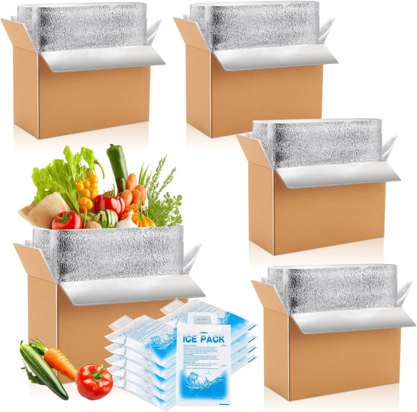 Honoson 4 Pcs Thermal Insulated Shipping Boxes for Frozen Food with Ice Pack