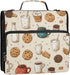 Fisyme 3 Milk and Cookies Cute Zipper Binder Ring with Zipper and Shoulder Strap Large Capacity Multi-Pocket Binder