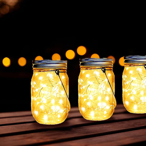 12 Pack 30 Ostritec Solar Mason Jar Lights Lids, Led Fairy Lights(Jars Not Included), Outdoor Hanging Mason Jar Solar