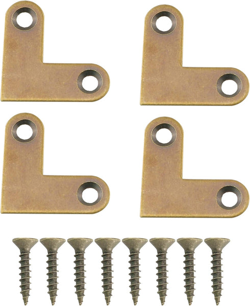 HJ Garden 4pcs L-Shaped Copper Corner Code Brass Flat Corner Bracket Joint Flat Corner