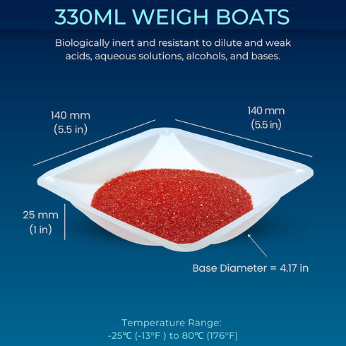 Weigh Boats Large - 125 Pack 330ml Plastic Disposable Trays for Scale, Square Weighing Dishes for Powder, Food Samples