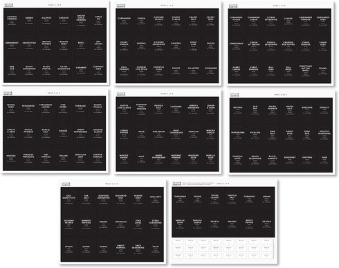 Black Spice Labels for Jars, 148 Preprinted Organizing Stickers for Spices Storage Glass Bottles, Kitchen Pantry