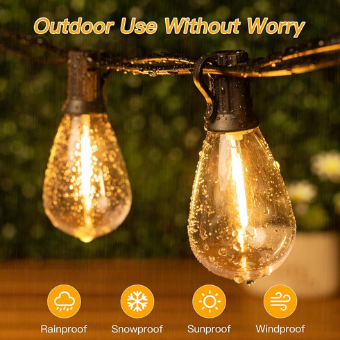 S11 30 3 Dimmable 15+1 Bulb Ollny Outdoor String Lights with Remote, FT Modes Timers Waterproof Connectable Patio