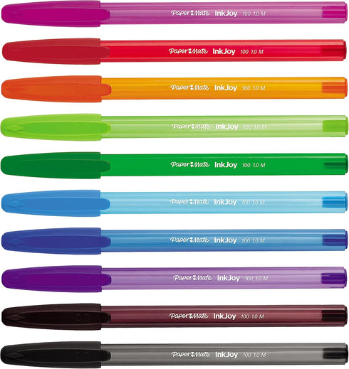 Paper Mate InkJoy 100ST Ballpoint Pens | Medium Point (1.0mm) | Fun Colours | 10 Count by Paper Mate