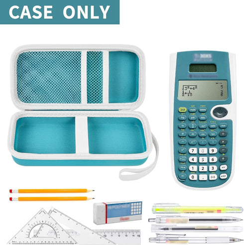 Case Compatible with Texas Instruments TI-30XS for MultiView Scientific Calculator, Storage Holder Carrying Organizer Bag with Mesh Pocket for Pens, Pencil, Batteries and Accessories (Box Only) -Green