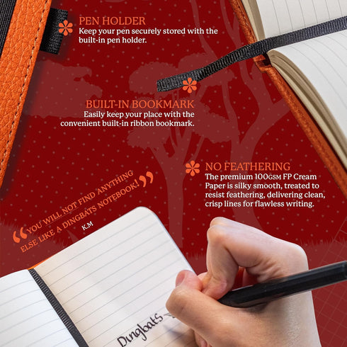 Dingbats* Wildlife A6 Lined Pocket Notebook, PU Leather Hardcover, Small Writing Journal for Work, Travel
