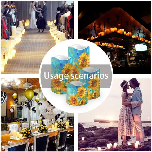 Sunflower Flameless Candles with Remote Color Changing Battery Operated Pillar Candles with Flickering Flame Electric