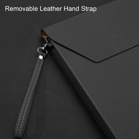 VANRA Expanding File Folder Organizer, PU Leather Document Holder, File Pocket Envelope Bag, A4 Letter Size, Black