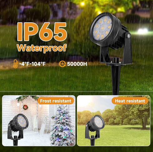 Yeturaaw 4 Pack 3000K IP65 Landscape Lighting Low Voltage, Outdoor Spotlights with Transformer, Warm White Waterproof