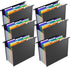 Plastic Expanding Hanging File Folders, 1/3-Cut Tab, 7 Pockets, Multi-Color Tabs, Large Capacity, Letter Size (6 PCS)