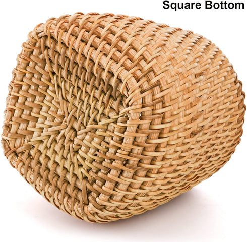 Hacaroa Set of 2 Handmade Rattan Pencil Holders for Desk, Wicker Pen Cup and Makeup Brush Organizer