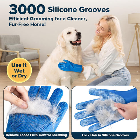 Augwind 6PCS Pet Grooming Kit for Dogs, Cats and Horses | Dog Washing Gloves | Cleanroom Gloves | Dog Bath Brush | Dog