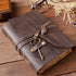 Vintage Leather Journal - Antique Handmade Deckle Edge Leather Bound Sketchbook, 9"x6"