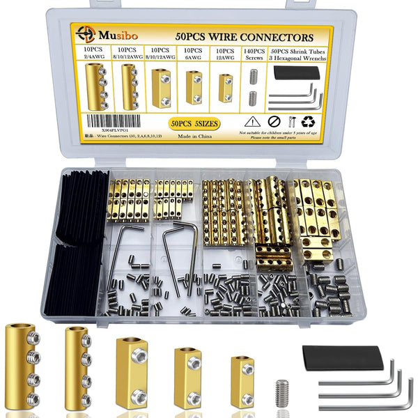 50pcs 2, 4, 6, 8, 10, 12AWG Wire Connectors, Quick Wiring Connection