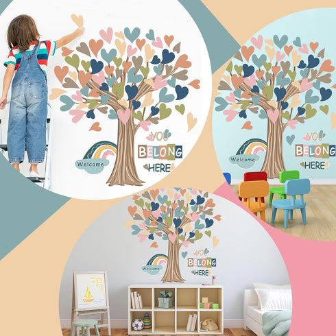 Classroom Tree Bulletin Board Decorations - Boho Heart Tree Paper Cutouts for School Decor