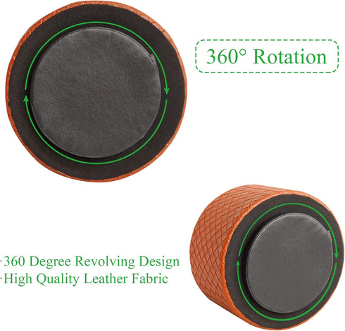 Hennaja Round Leather Art Supply Organizer, Remote Control Holder, 360 Degree Spinning, 4 Compartments