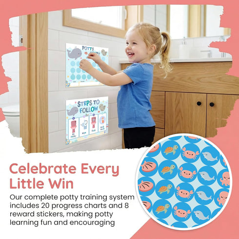 HJLLOQR 20 432 1 8x10 A09 Under the Sea Animals Potty Training Sticker Chart for Toddlers Boys Girls, Potty Charts