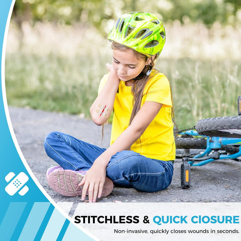 4 Wound Closure Device Pcs - Zip Sutures & Butterfly Bandage | Stitchless Wound Repair, Rapid Hemostasis for Hiking