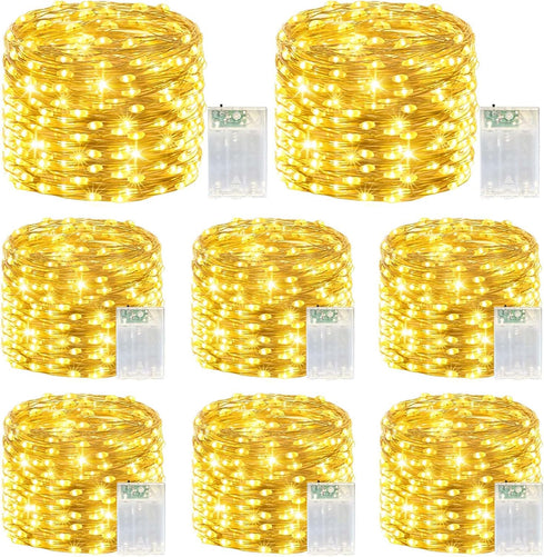 LitHome 8 Pack Warm White Fairy Lights Battery Operated, 20 FT 60 LED