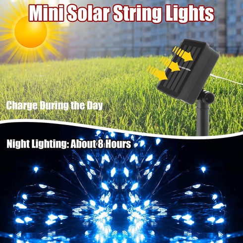 12 16ft 50 Pcs Solar String Lights Solar Mini Teeny Tiny Fairy Firefly Twinkle Light Waterproof LEDs Garden String