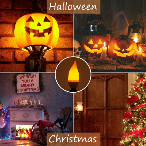 E12 Flame Bulbs 8 Packs, 3 Mode LED Candelabra Flame Light Bulb, 2.0 Watt Warm White, 1800K Candle Light Bulbs for