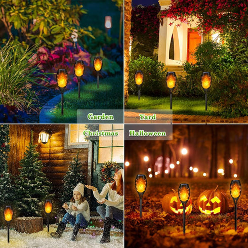 6Pack LNRYY Outdoor Solar Lights, Solar Torch Light with Flickering Flame, Solar Garden Lights Waterproof for Outdoor