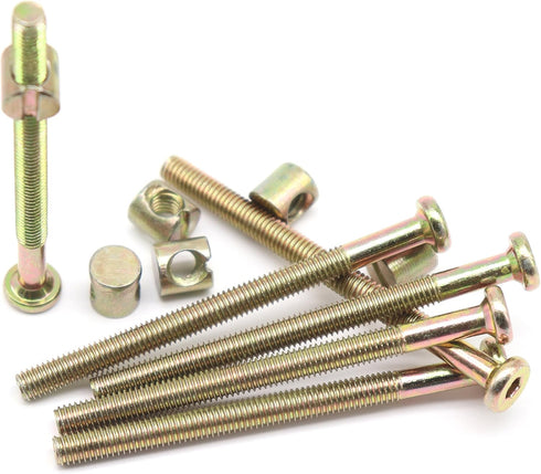 binifiMux 6-Pack M6-1.0 x 80mm Furniture Barrel Nuts for Crib Cot Baby Bed, Allen Head Hex Drive