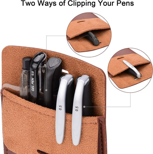 Cacturism Pocket Protector, 4 Pack Premium PU Leather Organizer - Men Women Pen Holder Pouch for Shirts, Lab Coats,