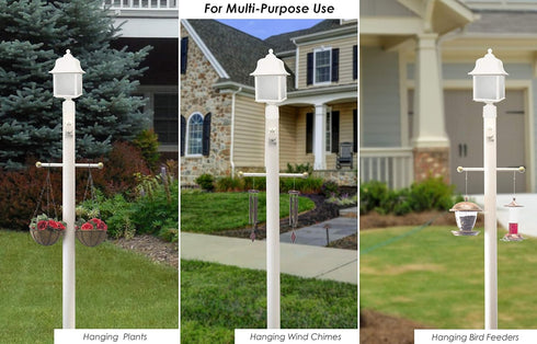 Solus SCA-335WH 15" Aluminum Cross Arm Ladder Rest for Outdoor Lamp Posts, White Bar
