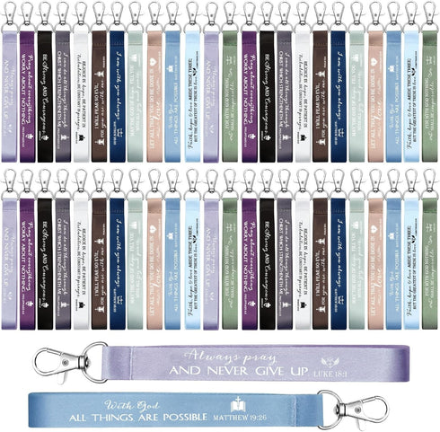 Roowest 60 Pcs Bible Keychain with Scriptures and Inspirational Gifts for Religious Church
