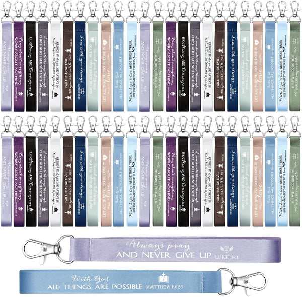 Roowest 60 Pcs Bible Keychain with Scriptures and Inspirational Gifts for Religious Church