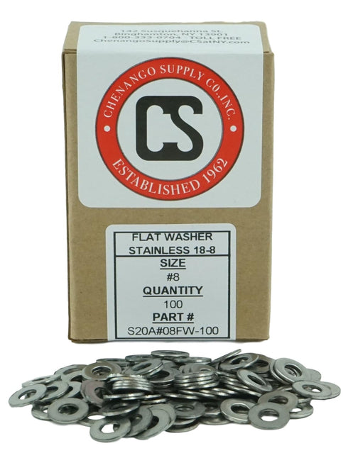 Stainless #8 Flat Washer - Stainless Steel 18-8, 100 pcs
