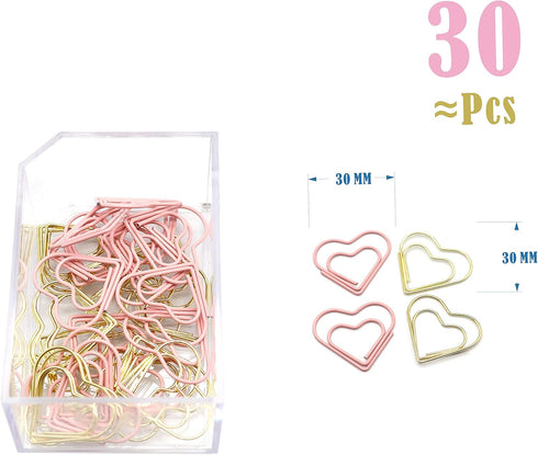 Gold Pink Binder Clips and Paper Clips Set, 3-in-1 Boxed for Office School Supplies, Teachers Classroom Daily Use