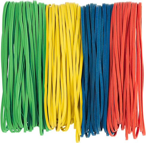 Large Heavy Duty Rubber Bands 1/2 LB (About 120 Rubberbands) - Made in USA, 4 Assorted Colors