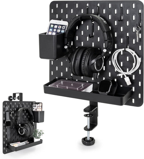EHO Clamp On Desk Pegboard, Short Privacy Divider, Office Partition Panel, No Drill Desk Mounted Organization Board,