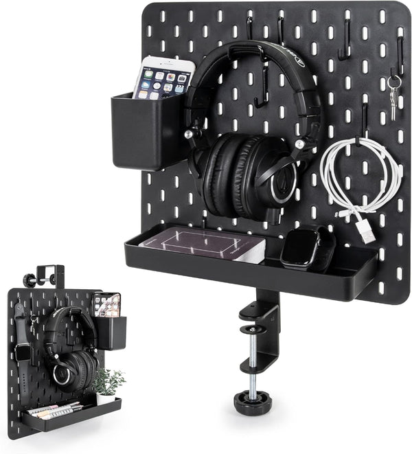 EHO Clamp On Desk Pegboard, Short Privacy Divider, Office Partition Panel, No Drill Desk Mounted Organization Board,