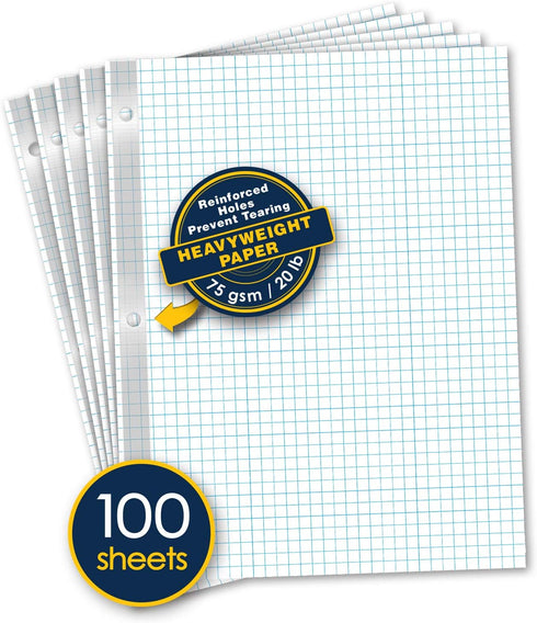 iScholar Reinforced Quad Filler Paper, 100 Sheets