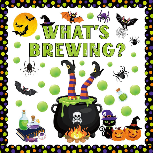Pasimy Halloween Bulletin Board Decorations Set, Classroom Decor with Spider Bat Ghost Pumpkin Cutouts for School