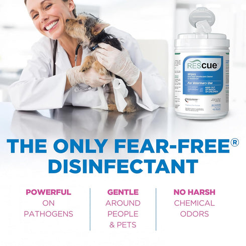160-Count (Pack 1) REScue One-Step Disinfectant Cleaner & Deodorizer Wipes for Vet Use Cleaner for Kennels, Litter