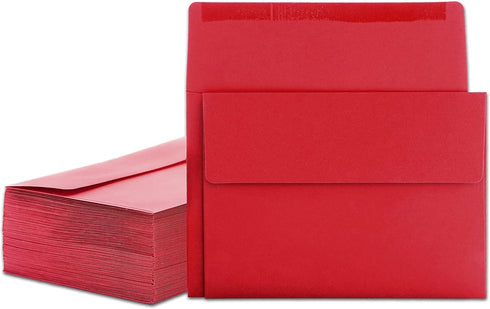 Invitation Envelopes - 100-Pack 5x7 A7 Envelopes for Invitations - Red, 5 1/4 x 7 1/4 Inches