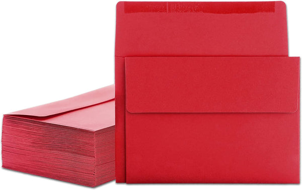 Invitation Envelopes - 100-Pack 5x7 A7 Envelopes for Invitations - Red, 5 1/4 x 7 1/4 Inches
