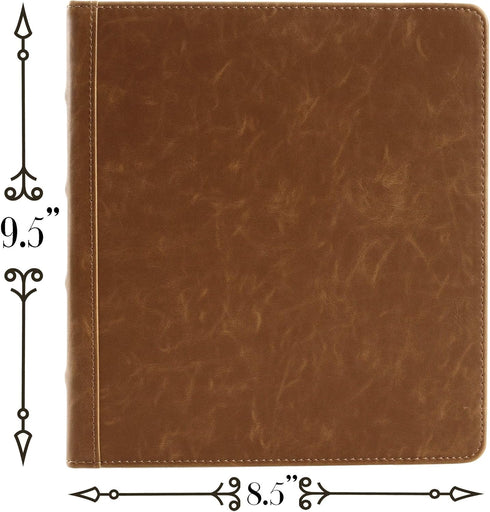 Mini 2 inch 3 Ring Binder 9.4" x 8.5" - Vintage PU Leather Small Three Ring Binder - Fits 5.5 x 8.5 Paper - Binder Organizer, Wedding Planner, Recipe Binder or Refillable 5.5 x 8.5 Binder by 2Fold