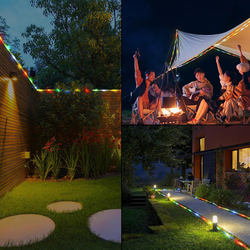 LHYLDS 33FT 100LED 8 Solar Rope Lights Outdoor Waterproof, Outdoor String Lights Clear PVC Tube Fairy Lights, Modes