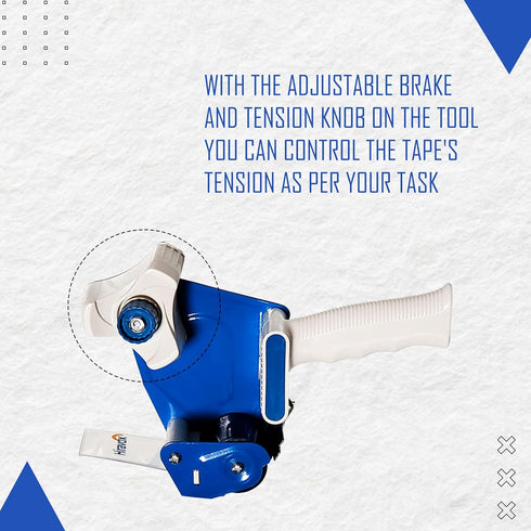 Handheld Heavy Duty Packing Tape Dispenser Gun, Wide Packing Tape Seal Gun, 3" White & Blue