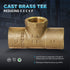 Everflow Supplies CCFT3412-NL C X C X F Cast Brass Tee Fitting, 3/4" x 3/4" x 1/2" with Solder Cups