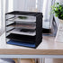 EASEPRES 5 Slot Mesh Desk Organizer Tray, File Paper Letter Folder Holder for Office Home School Classroom, Black, 2